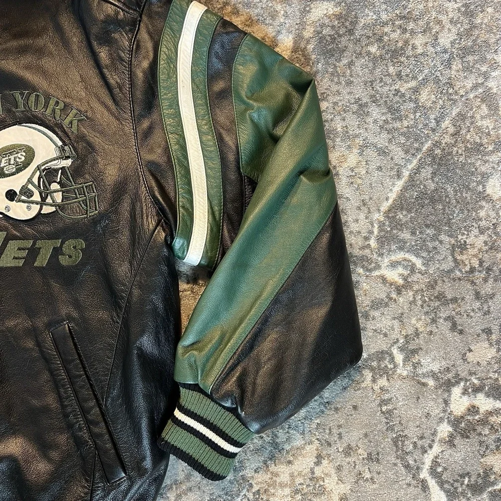 Vintage Carl Banks‎ G-III New York Jets Leather Jacket Size L